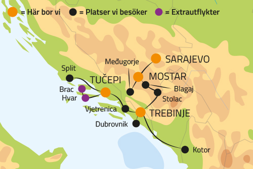 Geografisk karta över Balkan-området.